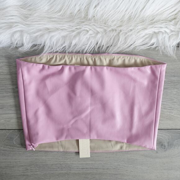 Lapointe Stretch Faux Leather Cropped Tube Top Blossom Pink New Size 4 - Picture 5 of 16